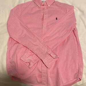 Pink polo checkered shirt